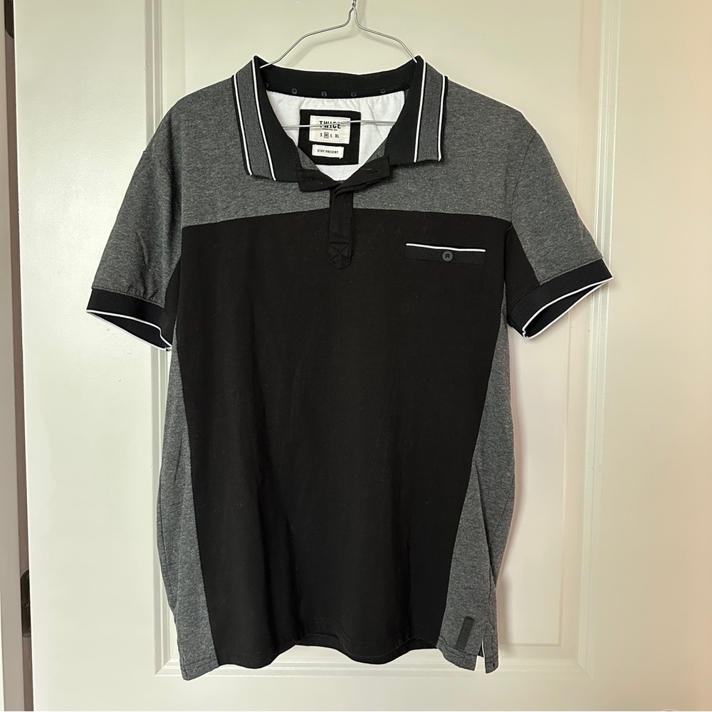 Men’s Black and Gray Polo Shirt - Medium